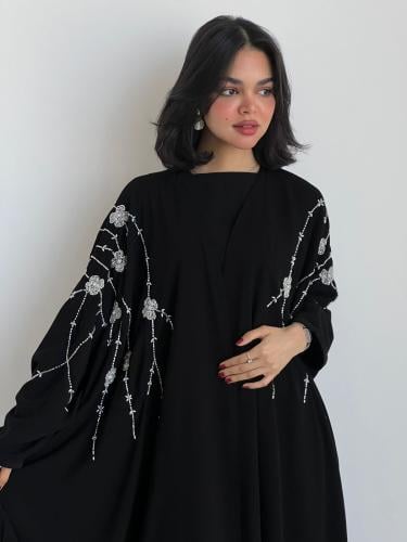 عباية ( منى ) نص بشت مع شك يدوي