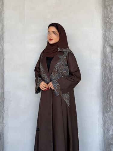 عباية ( نيروز ) كريب مع تدخيلات لينن جازار مطرز