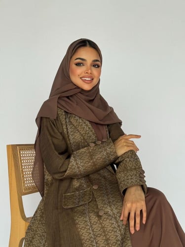 عباية ( الدانه لون بني ) لينن بقصة رسميه