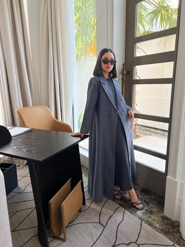 عباية ( لانا ) كريب لينن قصة بليزر