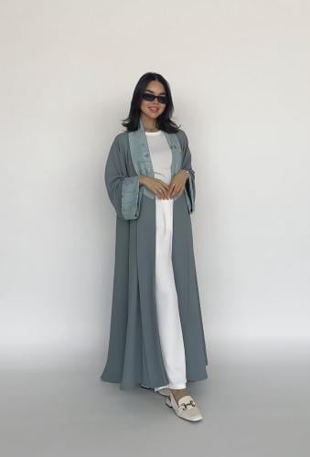 عباية ( سحر ازرق ) دبل كلوش مع تدخيلات