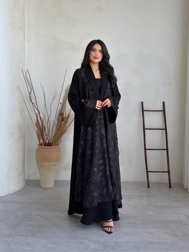 عباية ( أريج ) شيفون نحاسي مع كريب