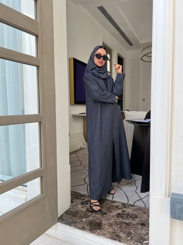 عباية ( لانا ) كريب لينن قصة بليزر