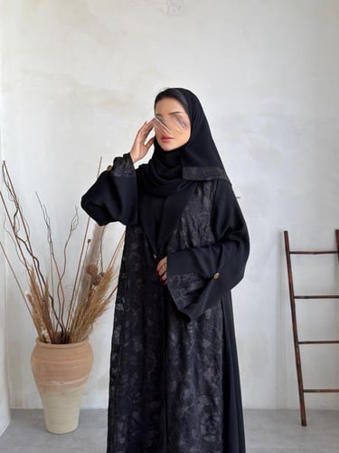 عباية ( أريج ) شيفون نحاسي مع كريب