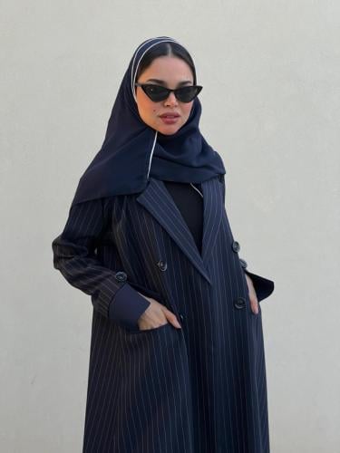 عباية ( وسن كحلي ) كريب واقف قصة عباية بليزر ( صيف...