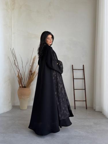 عباية ( أريج ) شيفون نحاسي مع كريب