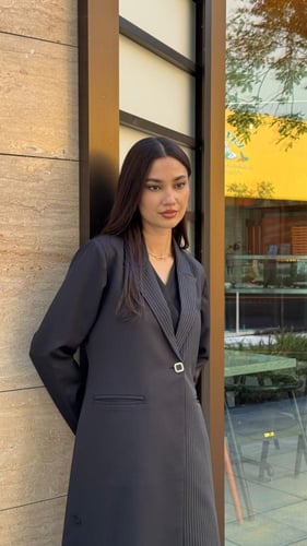 Blazer2 كريب اسود ساده ومخطط