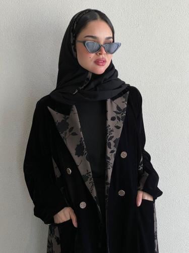 عباية ( أيات ) مخمل مع تطريز مخمل رسمي