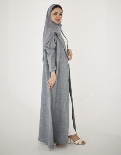 عباية ( لانا رمادي ) كريب على لينن بليزر