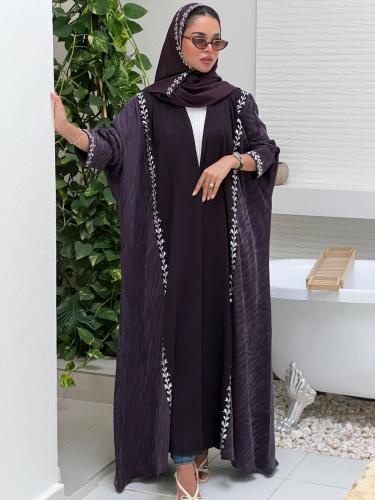 عباية ( ريتا بنفسجي ) بشت مع حرير تركي وتطريز