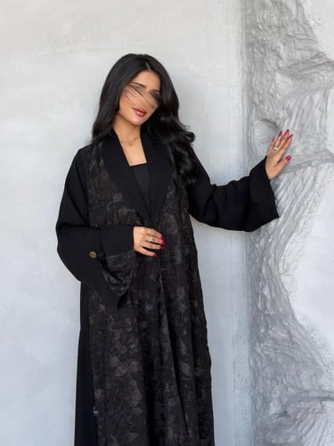 عباية ( أريج ) شيفون نحاسي مع كريب