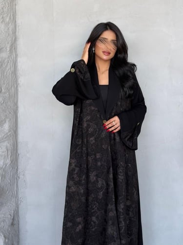 عباية ( أريج ) شيفون نحاسي مع كريب