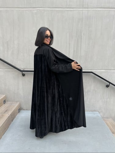 عباية شامواه مع مخمل مكسر اسود 0055