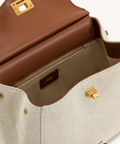 Lucia Classic Top Handbag - Brown Canvas