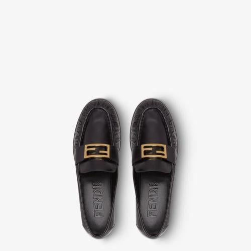 Black nappa leather loafers