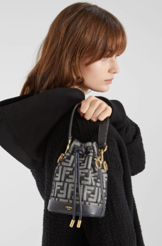 Mon Tresor Dark blue denim-effect FF jacquard mini...