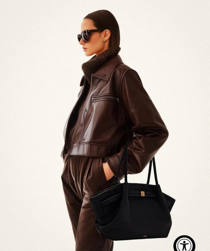 Hana Medium Faux Suede Tote Bag - Black