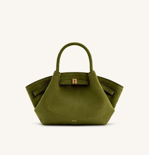 Hana Mini Faux Suede Tote Bag - Dark Olive