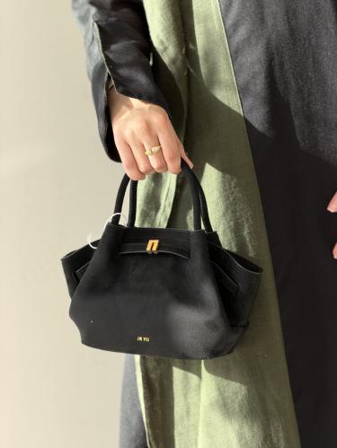 Hana Mini Faux Suede Tote Bag - Black