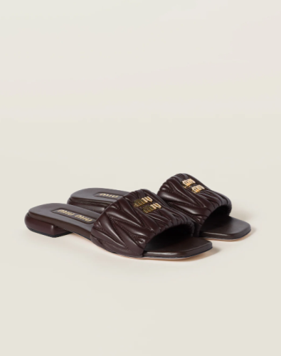 Matelassé nappa leather slides