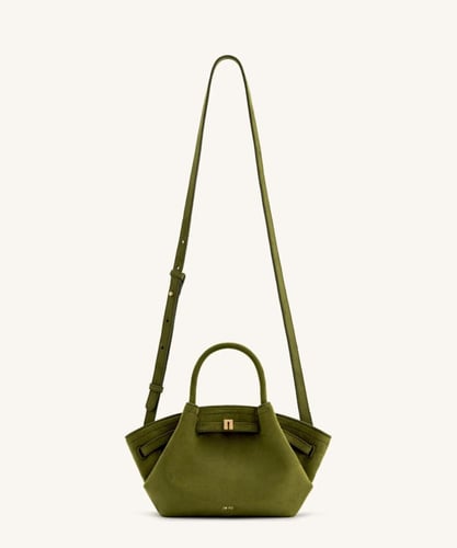 Hana Mini Faux Suede Tote Bag - Dark Olive