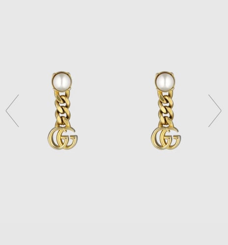 قوتشي | Pearl Double G earrings