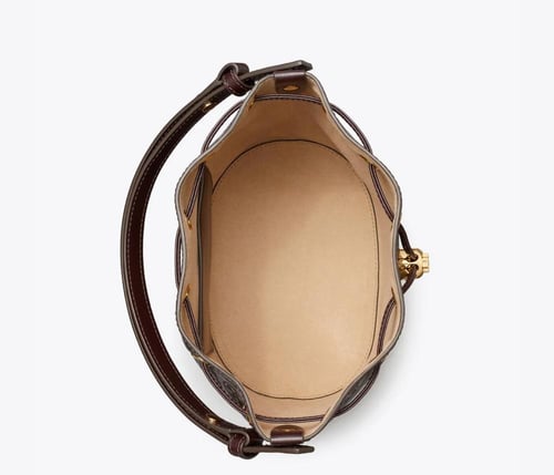 T MONOGRAM LEATHER BUCKET BAG