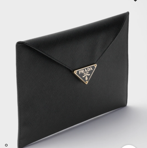 Saffiano leather envelope clutch