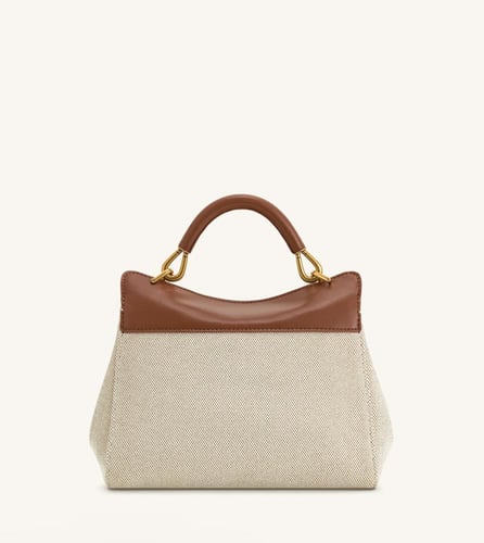 Lucia Classic Top Handbag - Brown Canvas