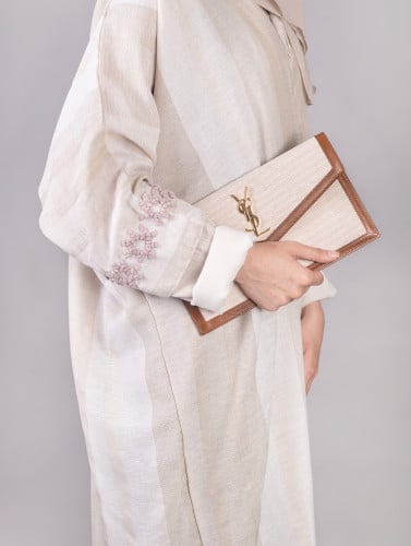 سان لوران | UPTOWN POUCH IN CANVAS AND SMOOTH LEAT...