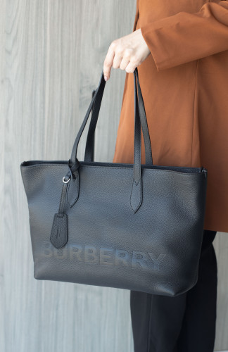 بيربري | Burberry Medium Ardwell Logo Embossed Lea...