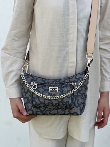 توس | Multi beige Kaos Icon baguette crossbody bag