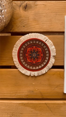 كوستر سجاد احمر دائري