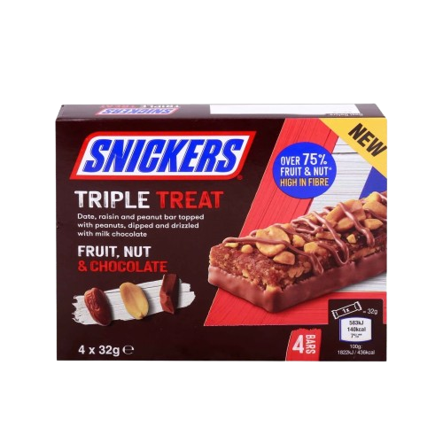 سنيكرز | بار بطعم فواكه و مكسرات وشوكولاته | 4 قطع...