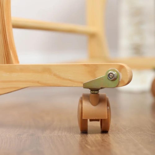 سلة موسى قطنية للمواليد مع قاعدة خشبية وعجلات - لو...