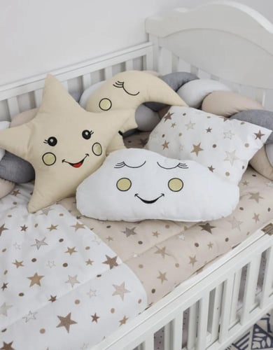 طقم مفرش وحواجز سرير أطفال قطن 7 قطع - صناعة تركية...