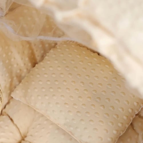 سلة موسى قطنية للمواليد مع قاعدة خشبية وعجلات - لو...