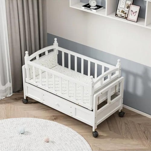 سرير أطفال مع خزانة وعجلات 90 × 45 سم