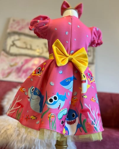 فستان بيبي شارك الوردي Baby shark pink dress