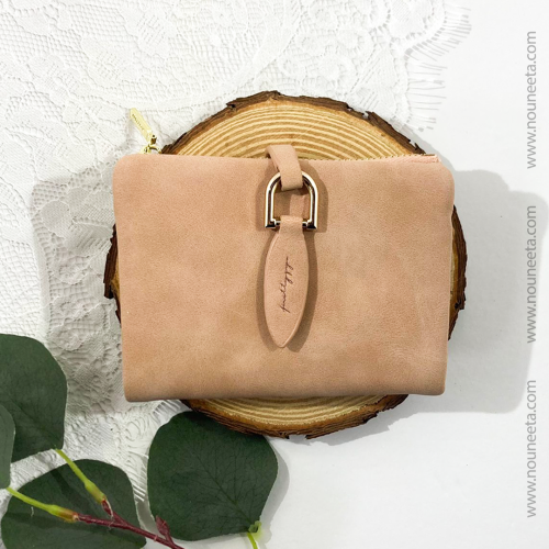 محفظة جلد وردي