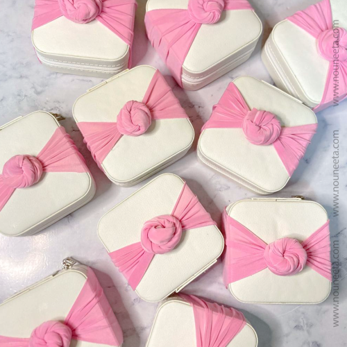 حقيبه اكسسوار تنسيق قماش لف ياباني وردي