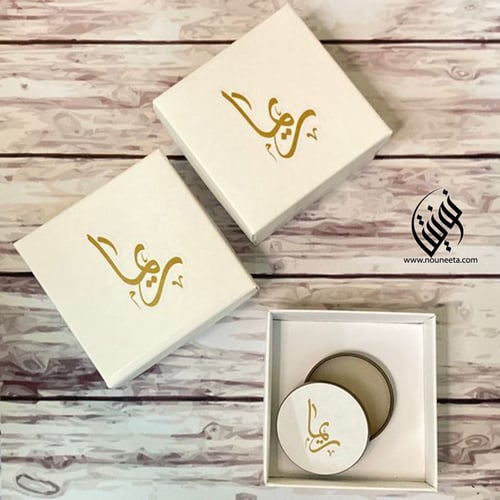 بوكس شمع معطر ثيم ذهبي وابيض