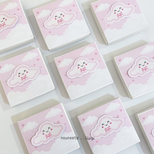 توزيعات بوكس مرايا بثيم الغيم الوردي