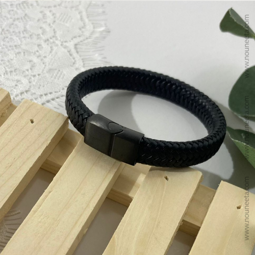 سوار رجالي جلد اسود