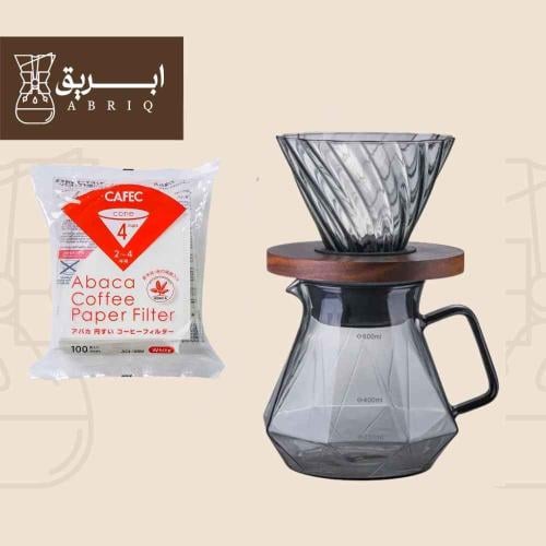 طقم الترشيح الزجاجي 02- مع فلاتر كافيك CAFEC Abaca