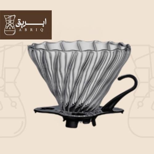 قمع تقطير زجاجي V60 مقاس 02 — لون أسود