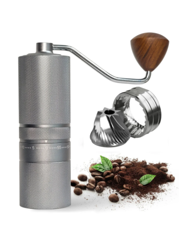 BEANSMITH Manual Coffee Grinder with 60 Grind Settings – Silver