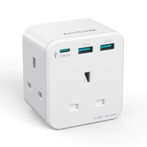 شاحن حائط RAVpower بقوة 20 وات و3 منافذ PC1037