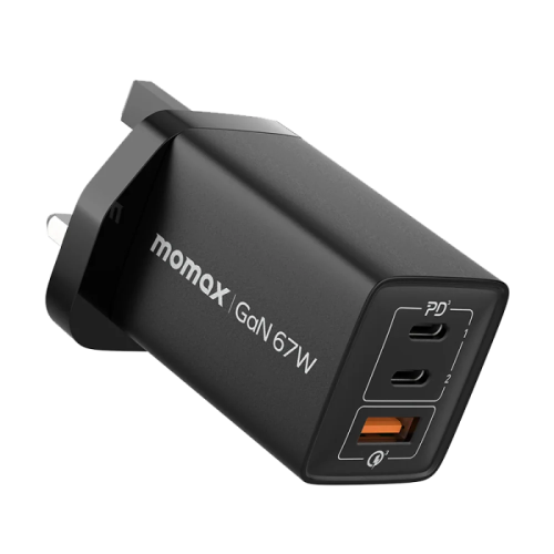 فيش منزلي 2pd 1usb بقوة 67w من شركة momax اللون اس...