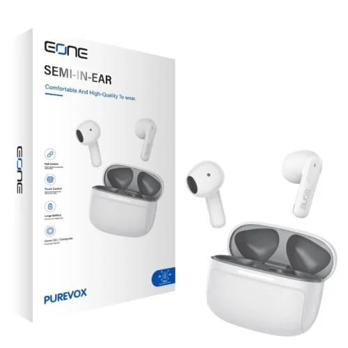 سماعات أذن EONE PUREVOX - لون أبيض رمادي